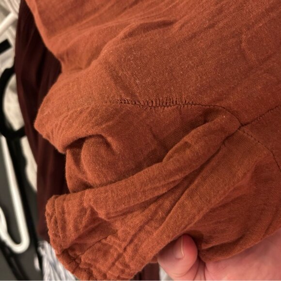 Anthropologie Kallie Flowy Maxi Dress Brown Crinkled Cotton Gauze Empire Waist - Picture 10 of 16